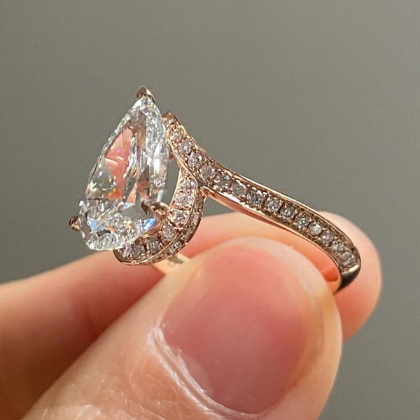Pear Moissanite Engagement Ring Unique Style Wedding Ring