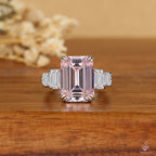 Emerald Cut Pink Lab Grown Diamond Ring, Five Stone Engagement Ring