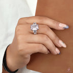 Emerald Cut Pink Lab Grown Diamond Ring, Five Stone Engagement Ring