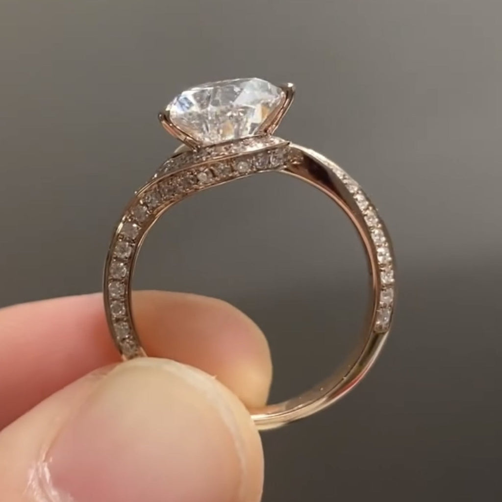 Pear Moissanite Engagement Ring Unique Style Wedding Ring