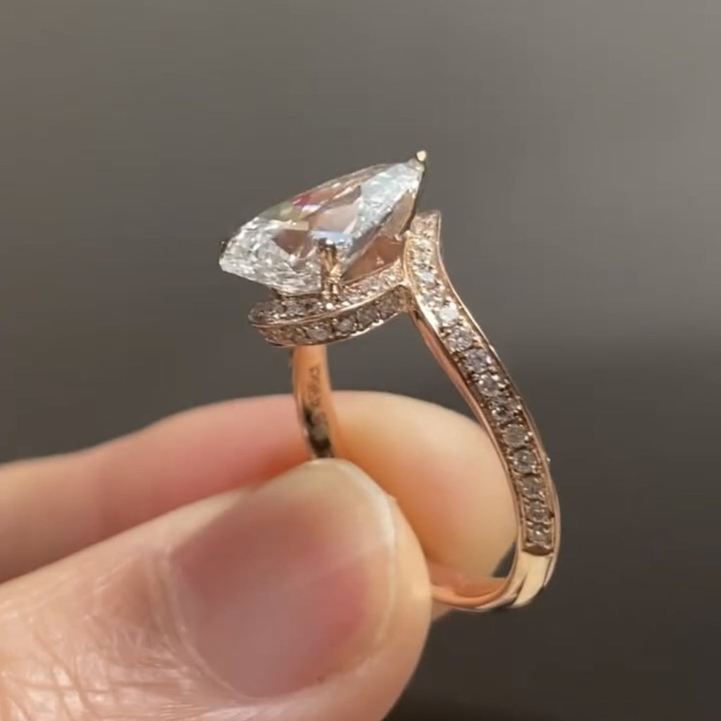 Pear Moissanite Engagement Ring Unique Style Wedding Ring