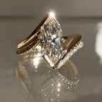 Half Bezel Set  Marquise Cut Lab Grown Engagement Ring Set  Bridal Sets Wedding Ring Set Anniversary Ring Set For Women