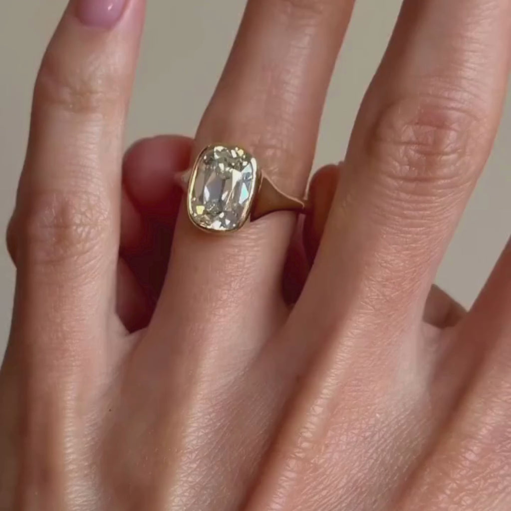 Bezel Set Old Mine Elongated Cushion Lab Grown Engagement Rings Wedding Ring Antique Diamond Ring