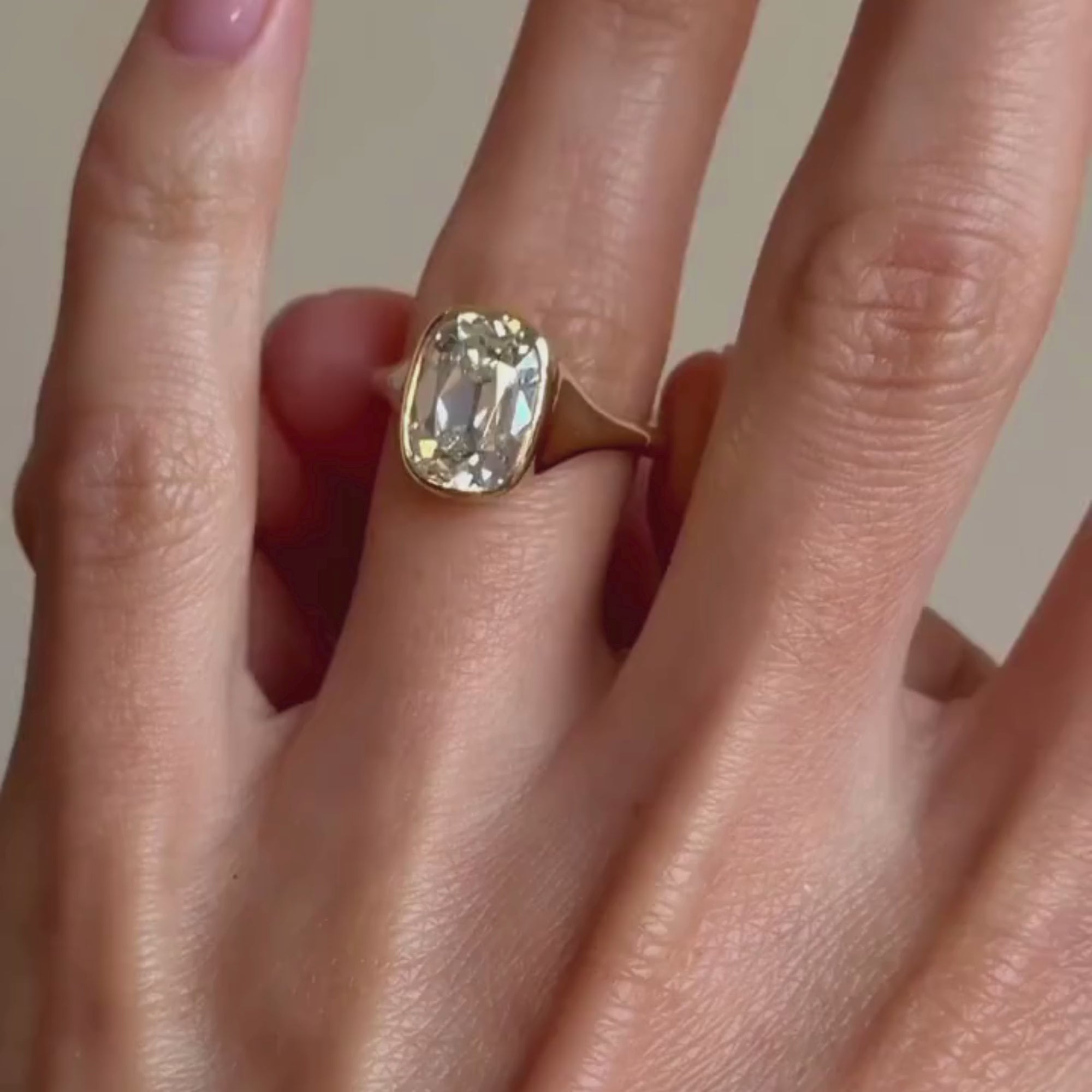 Bezel Set Old Mine Elongated Cushion Lab Grown Engagement Rings Wedding Ring Antique Diamond Ring